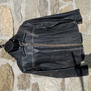 Mens Orvis Large Leather Moto Style Jacket